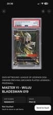 Riftbound MASTER YI WUJU BLADESMAN #019 ORIGINS METAL PRIZEWALL PROMO PSA 10