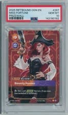 Riftbound MISS FORTUNE BOUNTY HUNTER #267 ORIGINS METAL PRIZEWALL PROMO PSA 10
