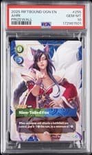 Riftbound TCG Ahri Nine-Tailed Fox Plated Origins Metal Prizewall 255/298 PSA 10